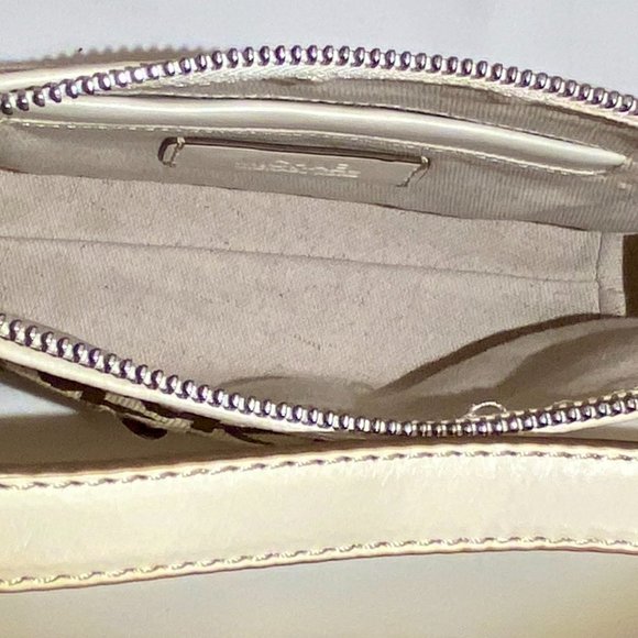 MK Michael Kors Jet Set Signature Logo Jacquard & Leather Demi Shoulder Bag Y2K - Picture 11 of 16